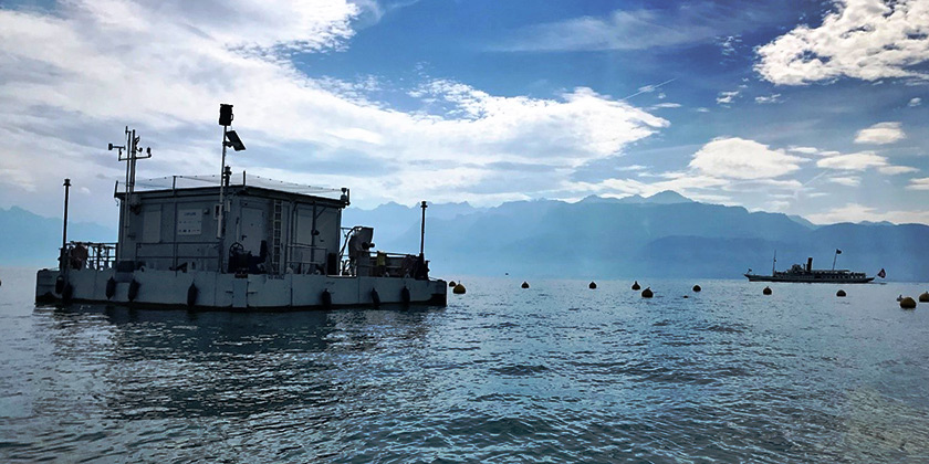 LéXPLORE Probenahme-Plattform auf Genfersee © Helmut Bürgmann