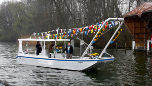 Das Greifensee-Forschungsschiff Otto Jaag bei der Bootstaufe 2013.