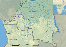 Vom Austritt giftiger Minenabwässer in der Catoca Mine war nicht nur der Norden Angolas, sondern auch das Nachbarland Demokratische Republik Kongo betroffen. Auf einer Länge von insgesamt 1400 Kilometer wird ein ganzes Flusssystem verseucht: Die Verschmutzung reicht vom Tshikapa über den Kasai bis in den Congo – mit katastrophalen Folgen für die Umwelt und die Gesundheit der Bevölkerung. (Grafik: Désirée Ruppen)