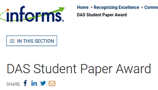 Decision Analysis Society (DAS) Student Paper Award 2020