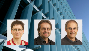 Eawag researchers Juliane Hollender, Bernhard Truffer and Urs von Gunten (from left to right) are among the highly cited researchers worldwide (Photo: Eawag)