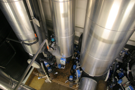 Air-stripping installation for nitrogen recovery at the Opfikon wastewater treatment plant. (Photo: Eawag, Yvonne Lehnhard)