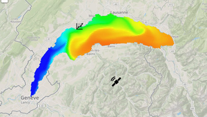 Surface temperatures in Lake Geneva on 1.7.2017: while in Geneva and on the southwest shore near Nyon, temperatures below 10 degrees were recorded, in Évian swimmers were enjoying 22 to 23-degree waters. (Source: meteolakes.epfl.ch)