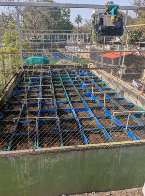 Installation du vermifiltre à Pune, Inde (photo : Kayla Coppens, Eawag).