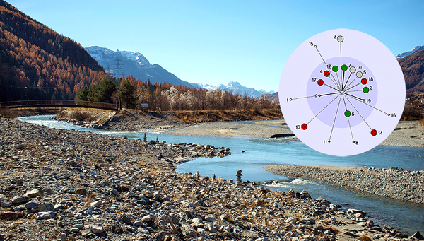 Renaturation project at the confluence of the Beverin and Inn rivers in Bever. (Photo: Flurin Bertschinger/Ex-Press/BAFU)