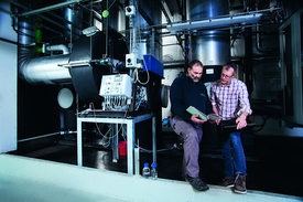 Air-stripping installation for nitrogen recovery at the Opfikon wastewater treatment plant. (Photo: Eawag, Aldo Todaro)