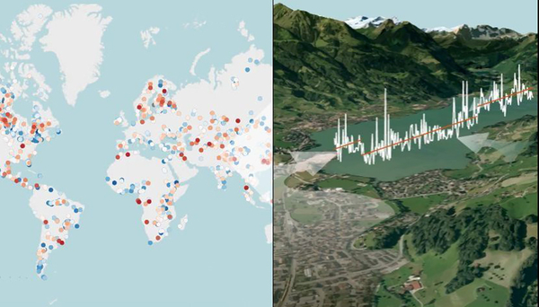 Les chercheurs ont analysé les images satellites et les données du bassin versant de plus de 1000 lacs dans le monde (Eawag).