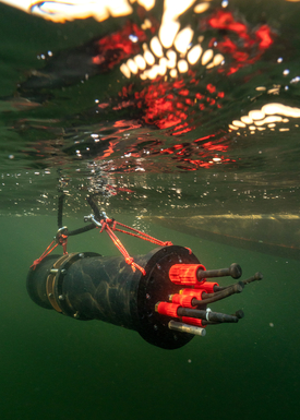 La caméra sous-marine Aquascope dans le Greifensee. (Photo: Eawag, Jonas Steiner)