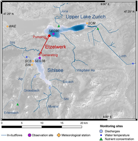 Stations de mesure au lac de Sihl et dans la partie supérieure du lac de Zurich.