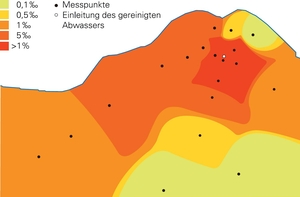 Häufigkeit eines Gens für Sulfonamidresistenz im Genfersee vor Lausanne. Linie = 1km 