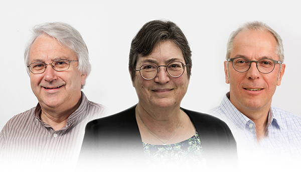 New honorary members of the Swiss Waste Water Association (VSA): Janet Hering, Director of Eawag, Rik Eggen, Deputy Director of Eawag, and Alfred Johny Wüest, a member of the Eawag Directorate up until 2021. (Photo: Eawag)