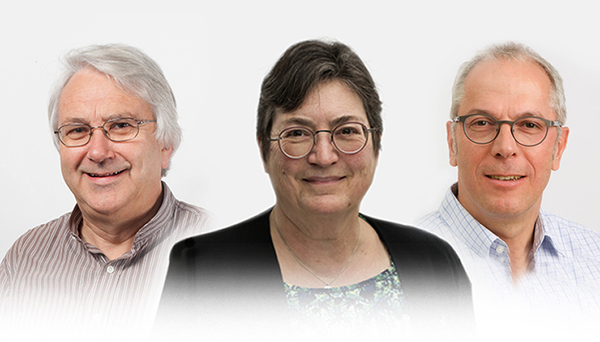 Nouveaux membres d'honneur de l'Association suisse des professionnels de la protection des eaux VSA: Janet Hering, directrice de l’Eawag, Rik Eggen, directeur adjoint de l’Eawag et Alfred Johny Wüest, membre de la direction de l’Eawag jusqu’en 2021. (Photo: Eawag)