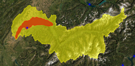 Das Einzugsgebiet von Seen ist oft um ein Vielfaches grösser als die Wasseroberfläche. Im Bild ist das Einzugsgebiet des Genfersees dargestellt. (Bild: www.bgbphenology.com)