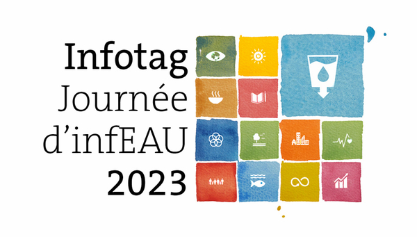 Das Thema «Wasser» zieht sich wie ein blauer Faden durch die verschiedenen SDGs, an denen sich auch die Forschung der Eawag orientiert (Aquarell: Eawag-Kommunikation / Philipp Ringli).