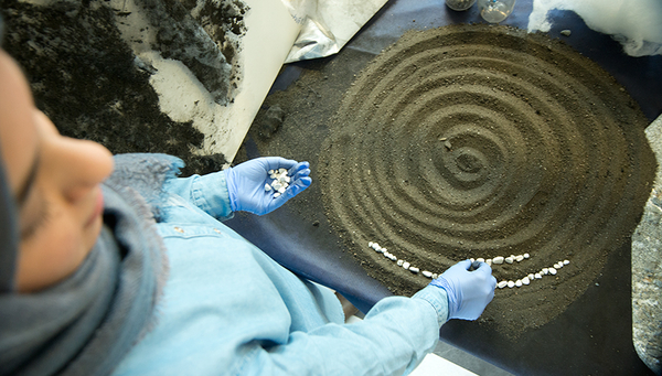 Artists in Labs: “Land Art” in the Roseg Valley (Photo: Peter Penicka, Eawag)