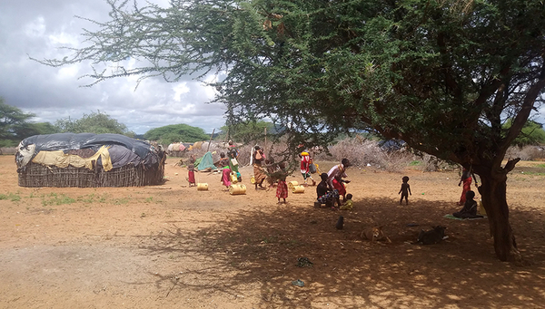 Gli abitanti di un villaggio portano l'acqua nelle loro case nel Kenya settentrionale (Foto: Eawag, George Wainaina).