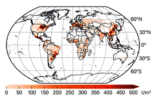 Fig. 2: The grey water footprint relating to nitrogen and phosphorus pollution in maize production. The assessment is based on ambient water quality standards of 3 mg/l for nitrogen and 0.15 mg/l for phosphorus.