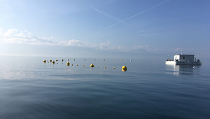 The LéXPLORE experimental platform is installed on Lake Geneva for a period of 10 years near Pully, where the water depth is 110 m. Photo: Cary Troy