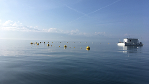 The LéXPLORE experimental platform is installed on Lake Geneva for a period of 10 years near Pully, where the water depth is 110 m. Photo: Cary Troy