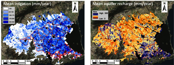 Average irrigation (left) and average groundwater feed (right)