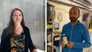 Carina Doll, Project Coordinator at Eawag, and Bastian Etter, head of Vuna Ltd (Picture: Loris Padiani, Empa)