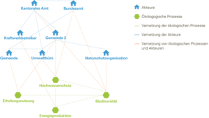 Akteure, die miteinander vernetzt sind, um Auengebiete zu managen. (Grafik: Peter Penicka)